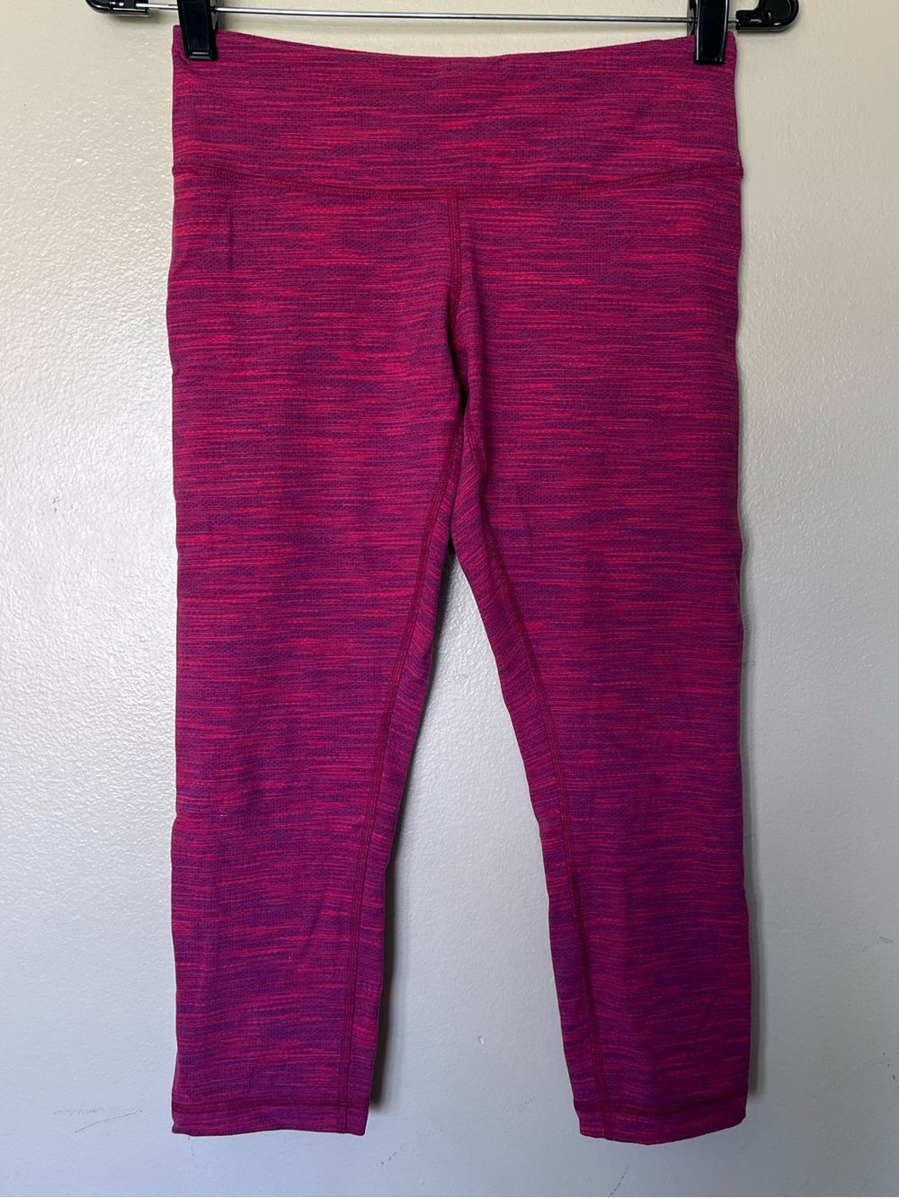 Lululemon Wunder Under Crop Leggings Red Pink Berry Heather